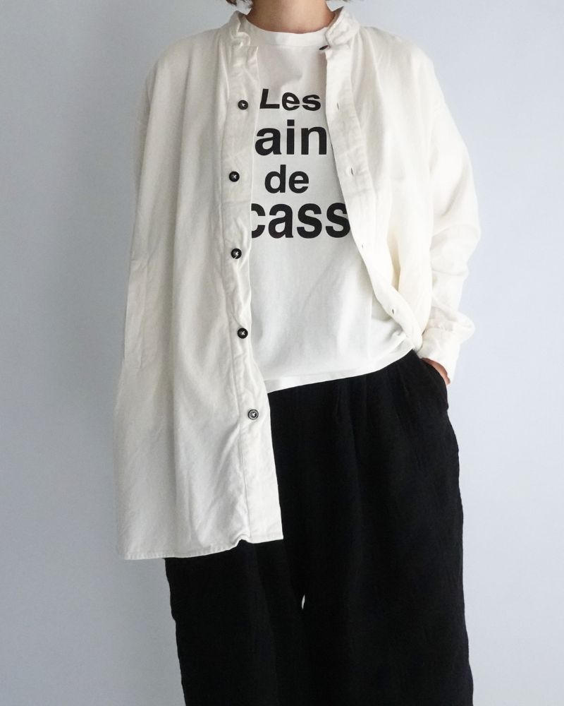Stand Collar Shirt in White