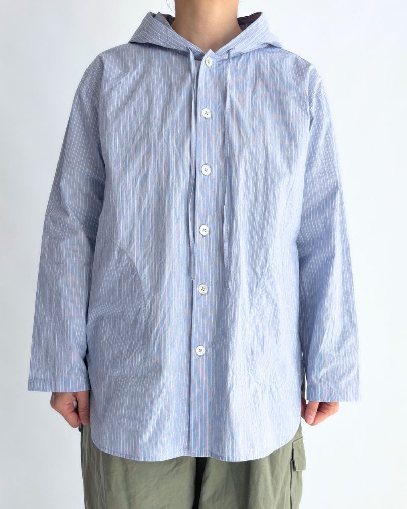 Hoodie shirt in White/Sax Stripe