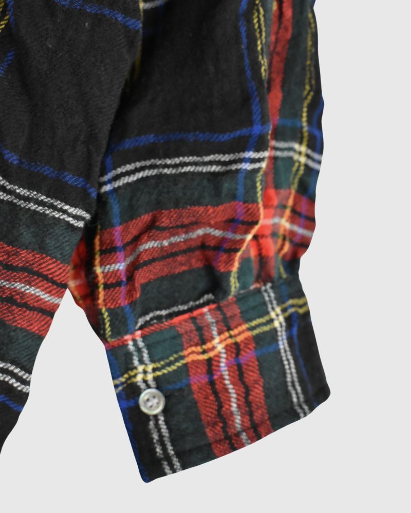 Cotton wool tartan check dress in Black