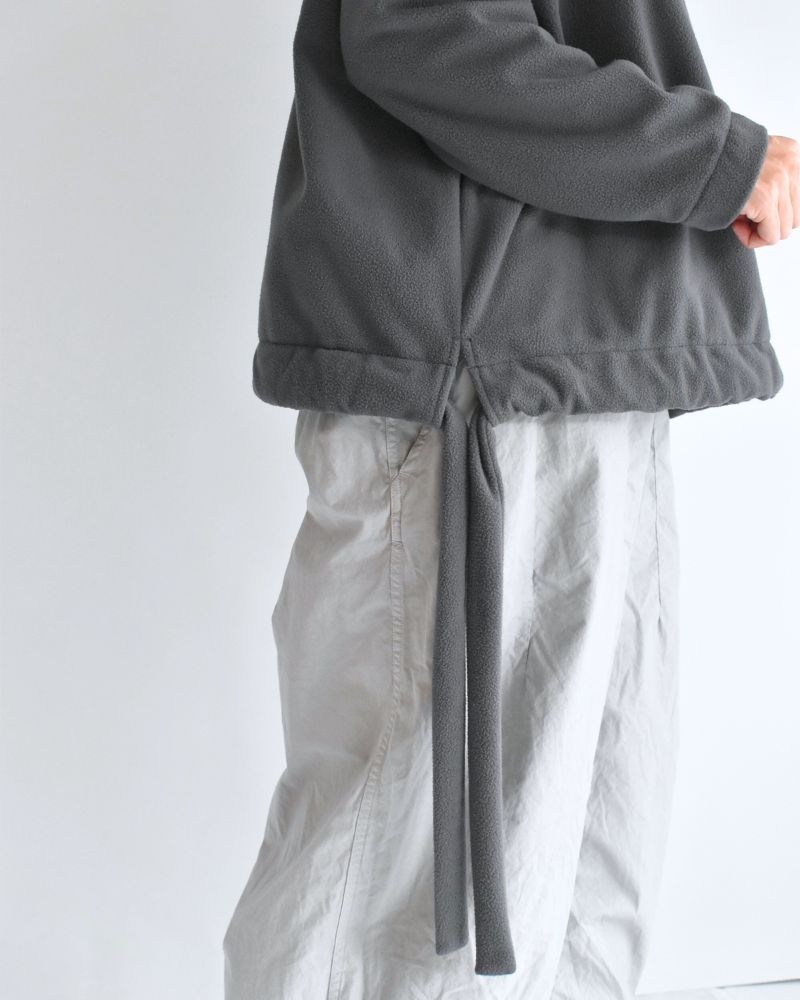 Fleece hem ribbon pullover in Gray