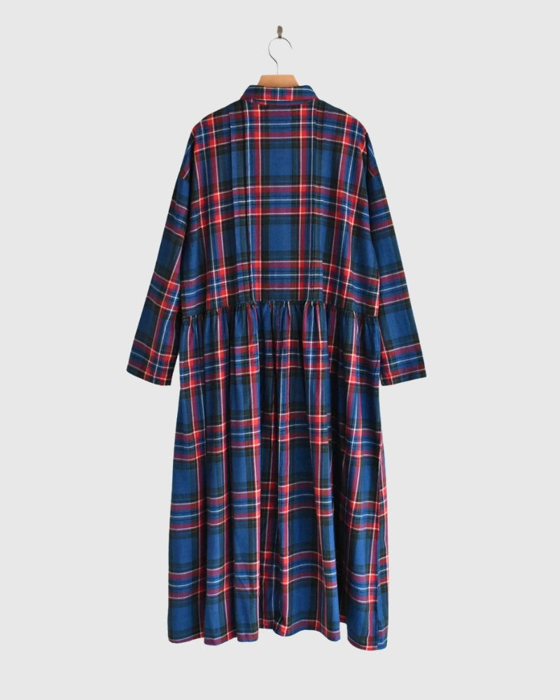 Indigo Tartan Foundation Shirt Dress in Indigo