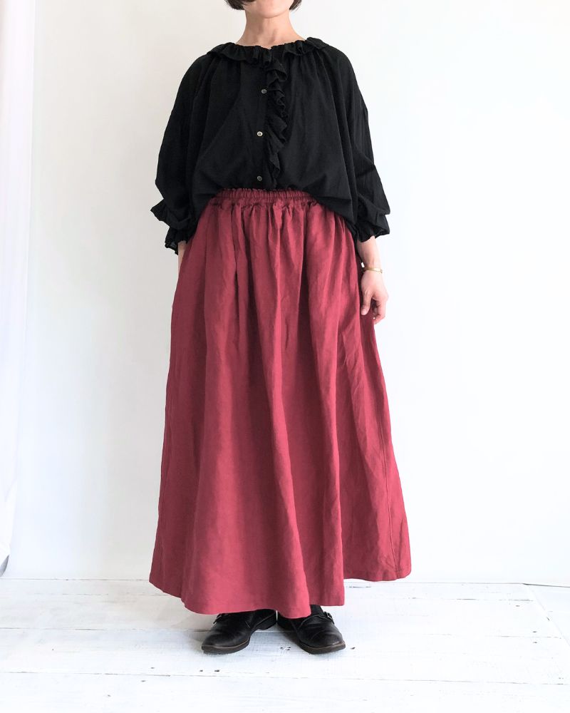 Color Linen Skirt in Red
