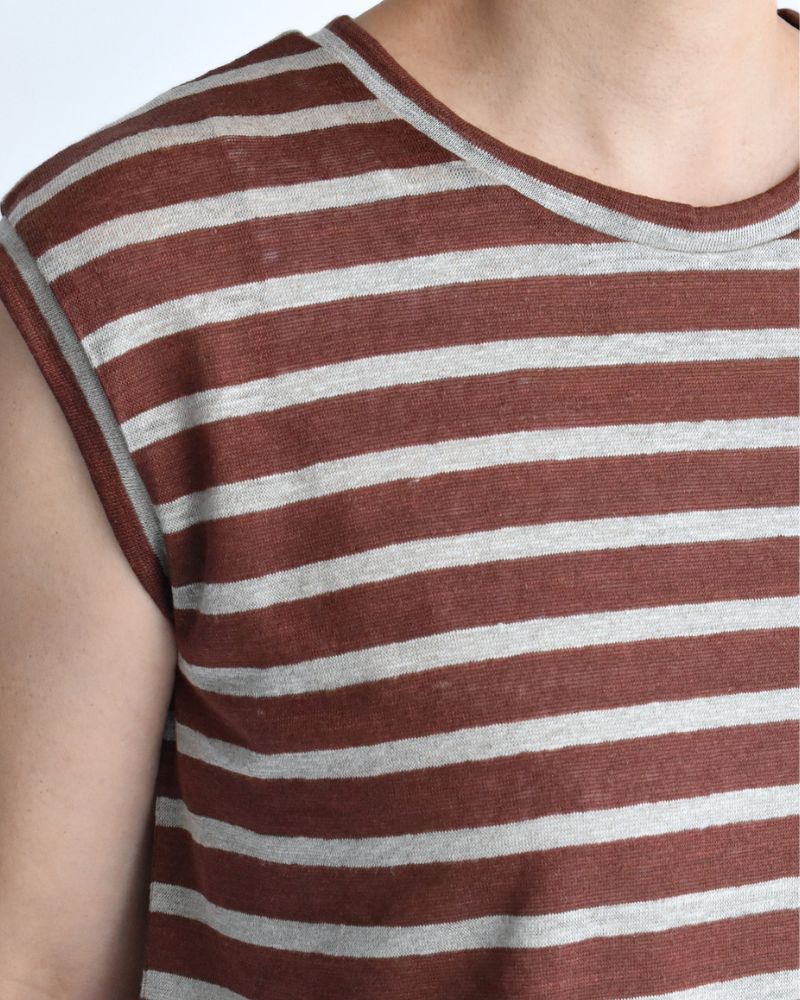 Border Tank Top in Brown/Natural