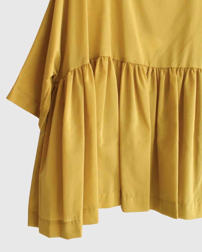 Gathered boat neck blouse in Yellow