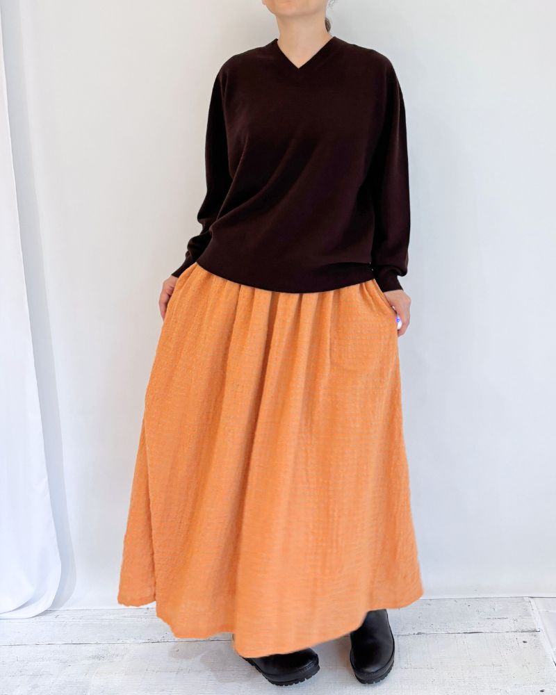 GINNY V-neck knit pullover in Brown