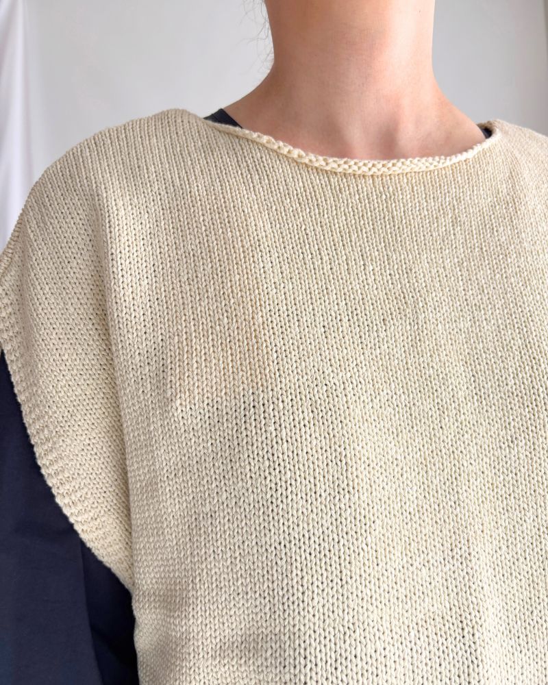 Ribbon knit vest in Ivory