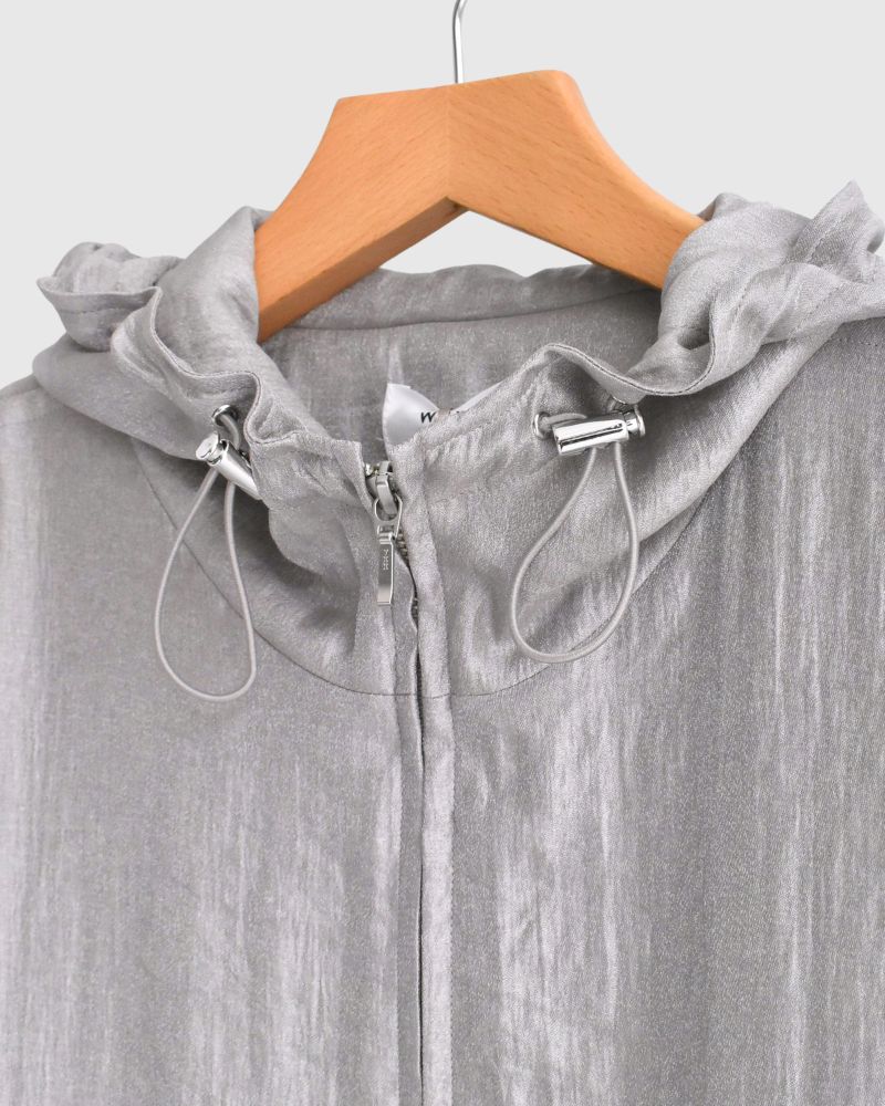 Shiny Hoodie Blouson in LightPurple