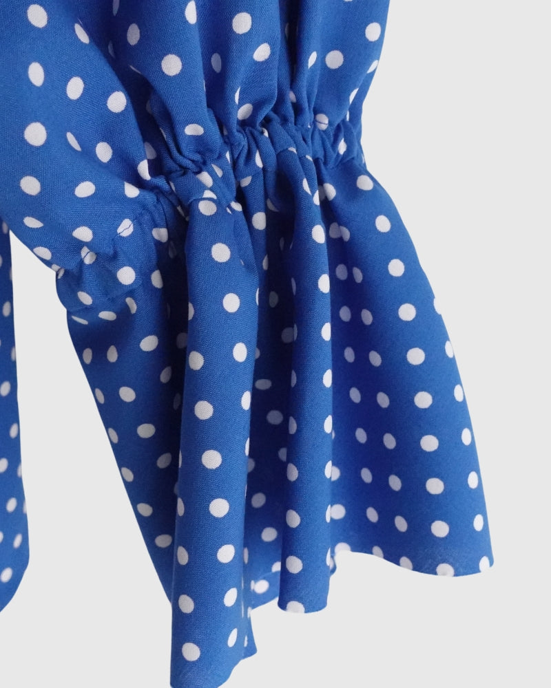 Dot Frill Blouse in Blue