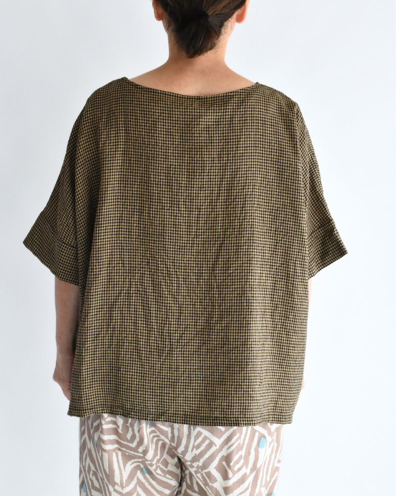 Wide Cuffed T-Blouse in Camel/Black