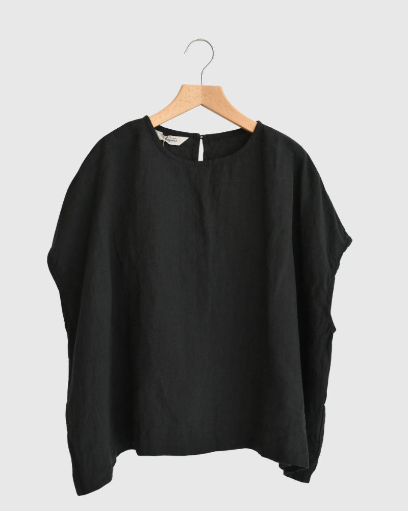 French Linen Pullover in Black