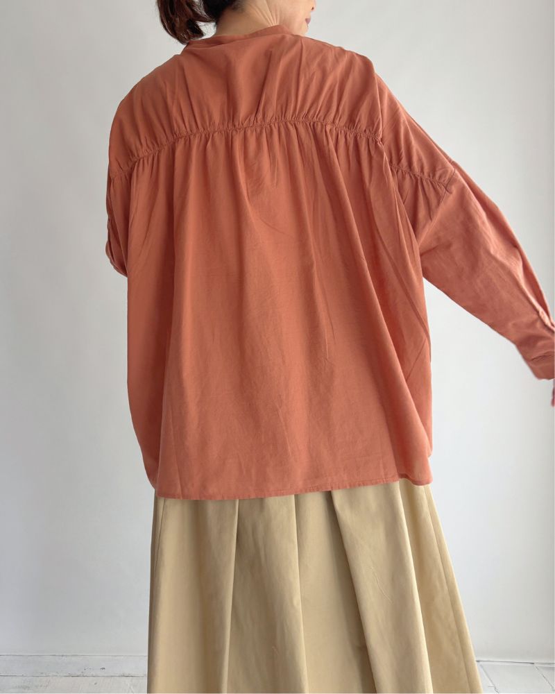 Wide back gathered blouse 'WIYAM' in Teracotta