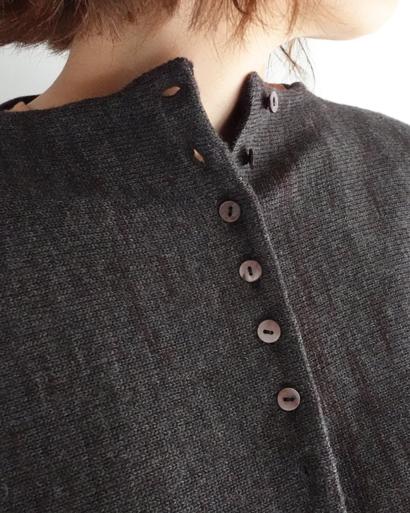Bottleneck Boiled Wool Knit in Brown