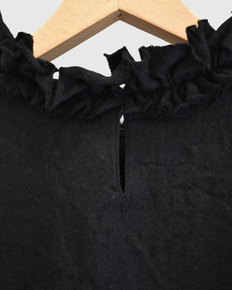 Wool Box Pullover in Black