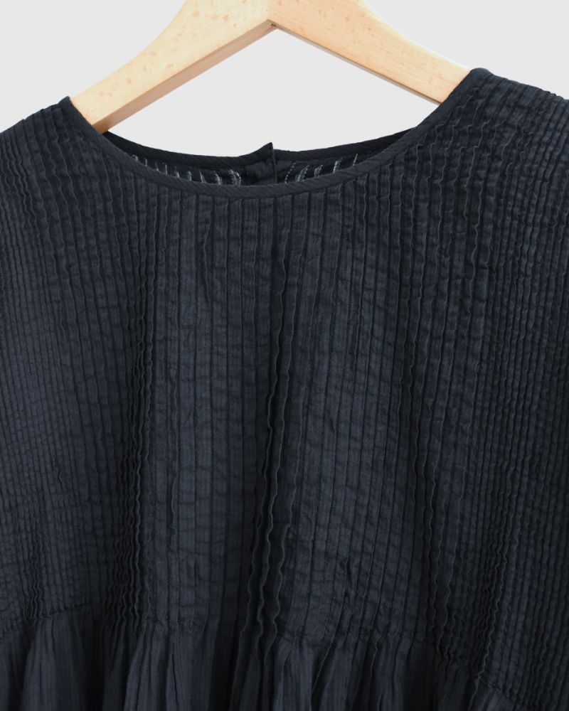 Crew-Neck 3/4 SL Shirt with Mini Pintuck in Marine