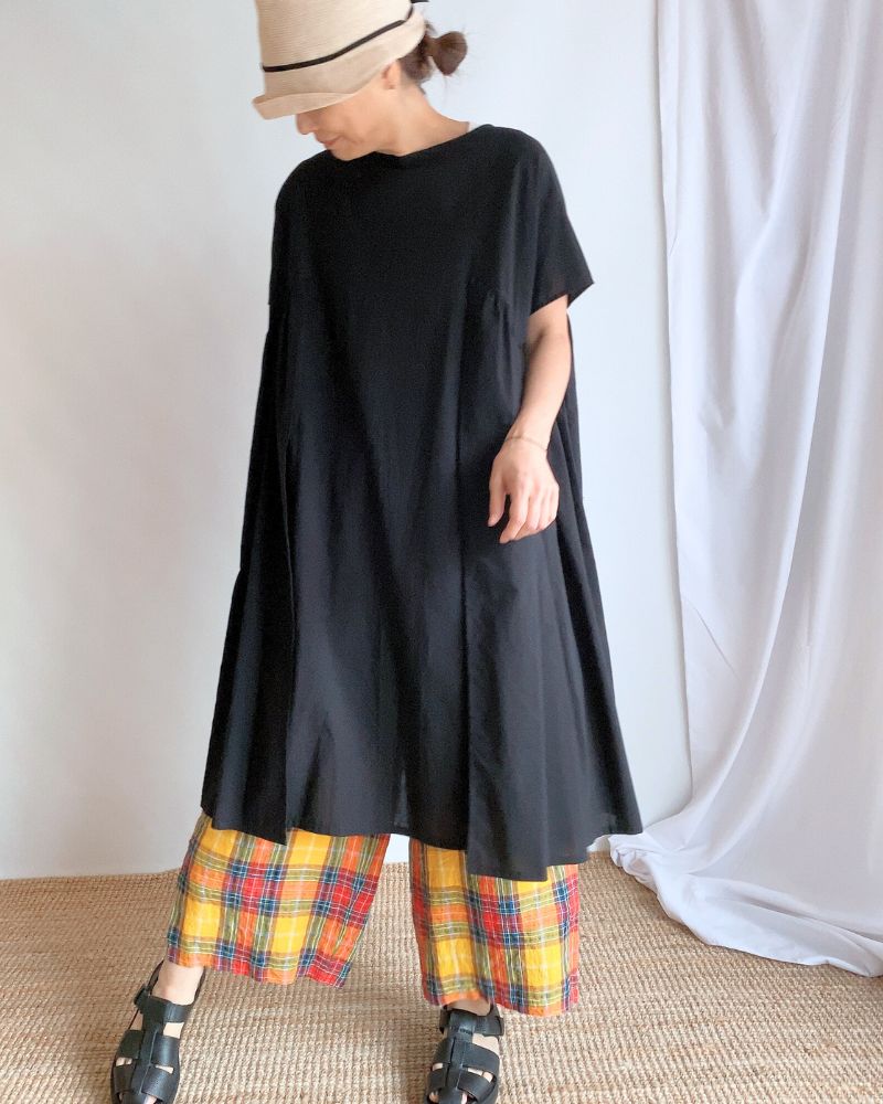 2WAY Layered Side Gathered Dress in Black