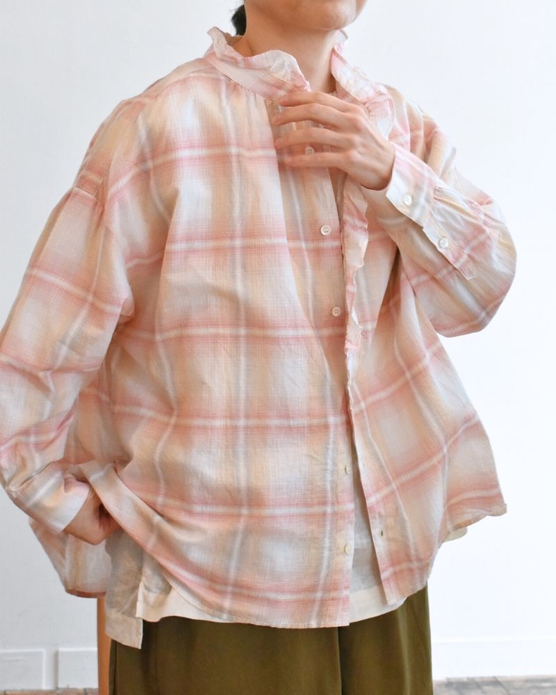 [Pre-order] MS/F LA490 Light Madras Frill Blouse (Early August - Mid-August)