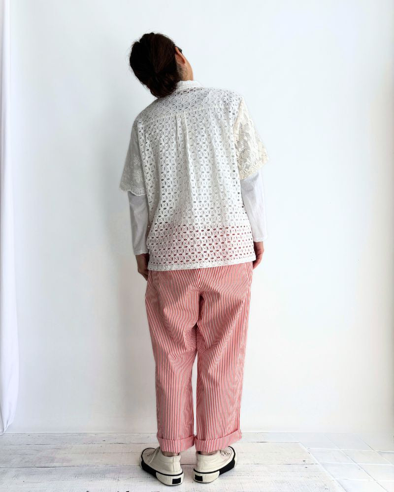 POPLIN STRIPE EASY PANTS in OrangeStripe