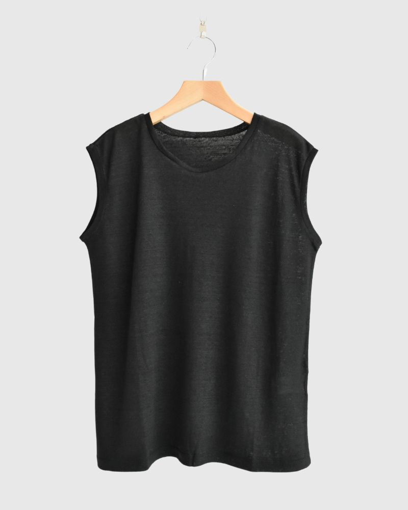 Linen Tank Top in Black