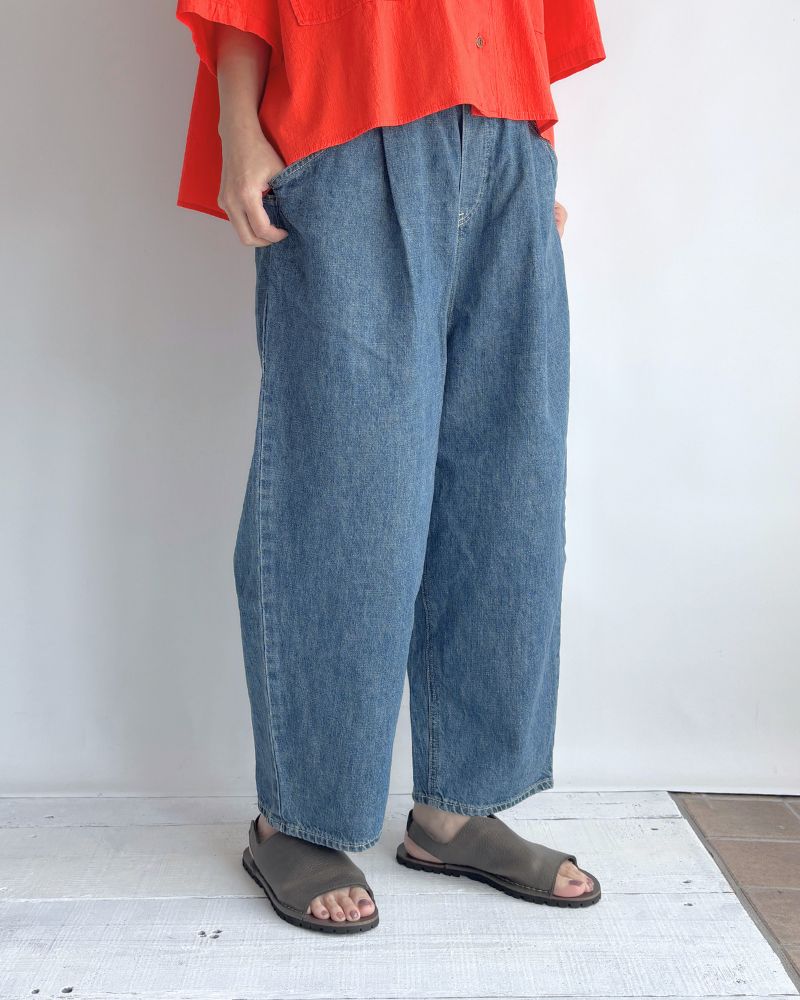 Cotton linen denim pants in FadeBlue