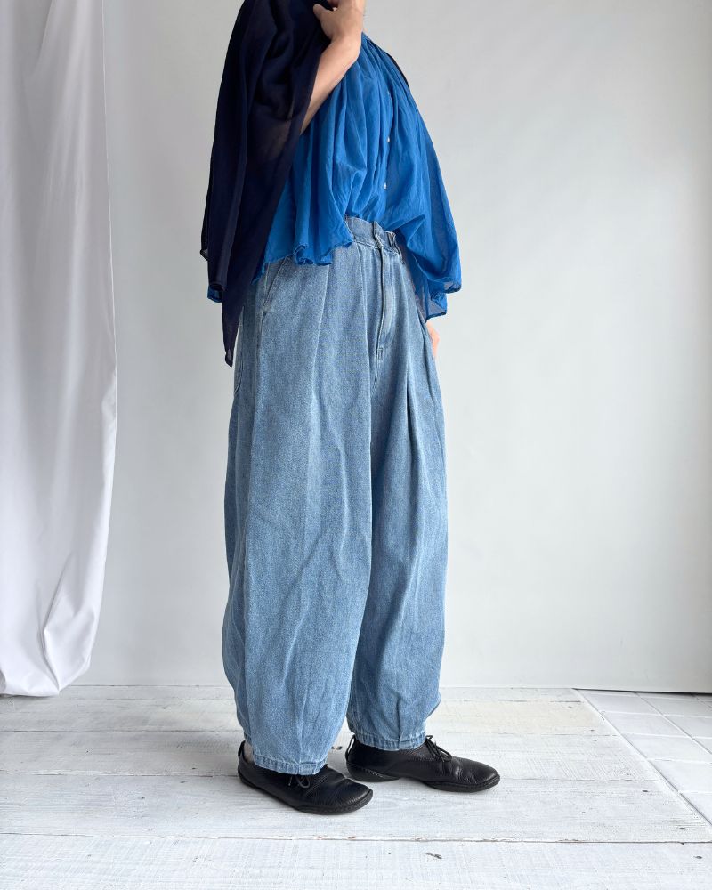 Hem Design Cocoon Silhouette Denim 'SAFY' in LightIndigo
