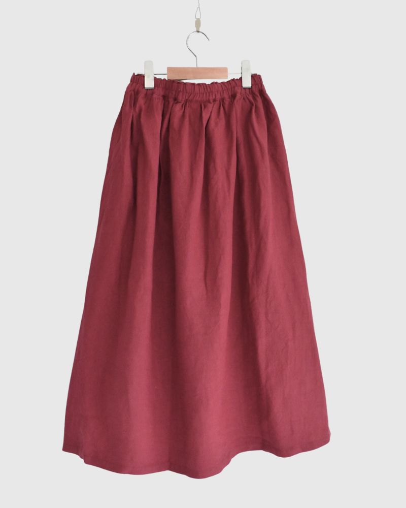 Color Linen Skirt in Red