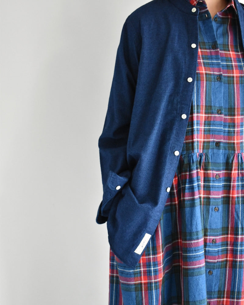 Indigo Tartan Foundation Shirt Dress in Indigo