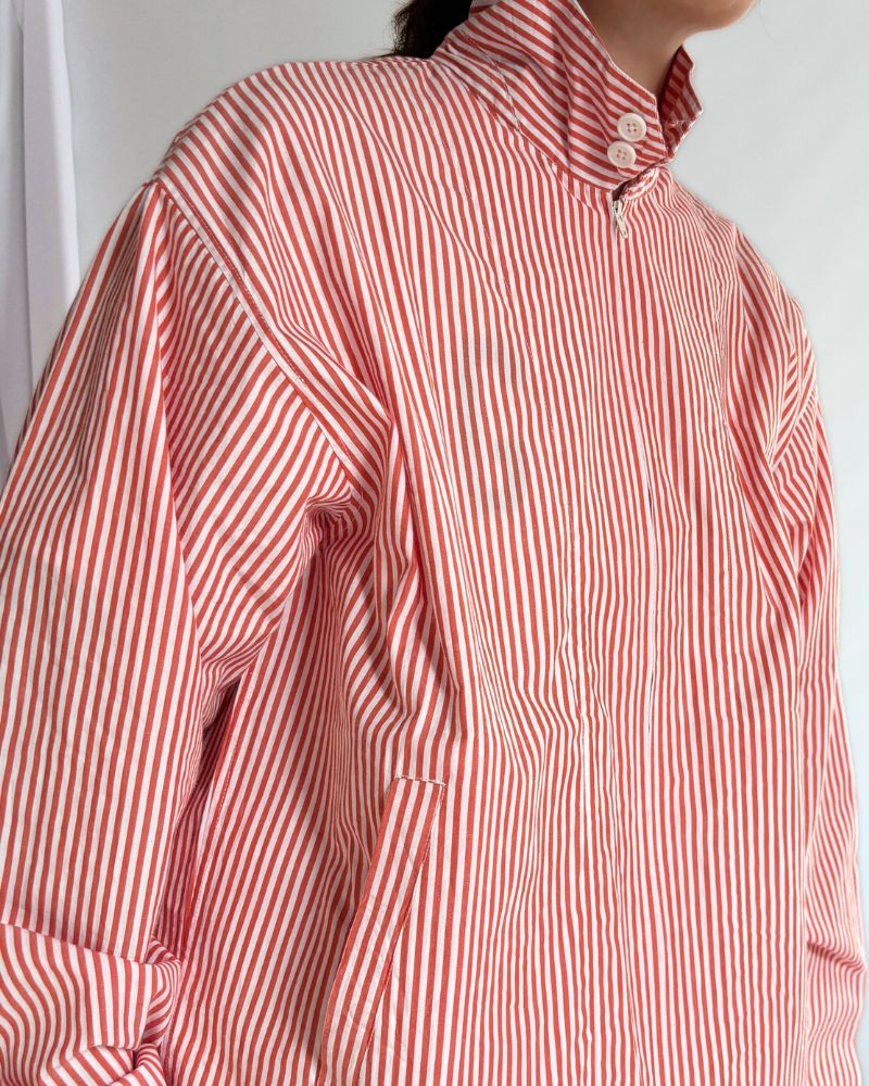 POPLIN STRIPE DRIZZLER JACKET in OrangeStripe