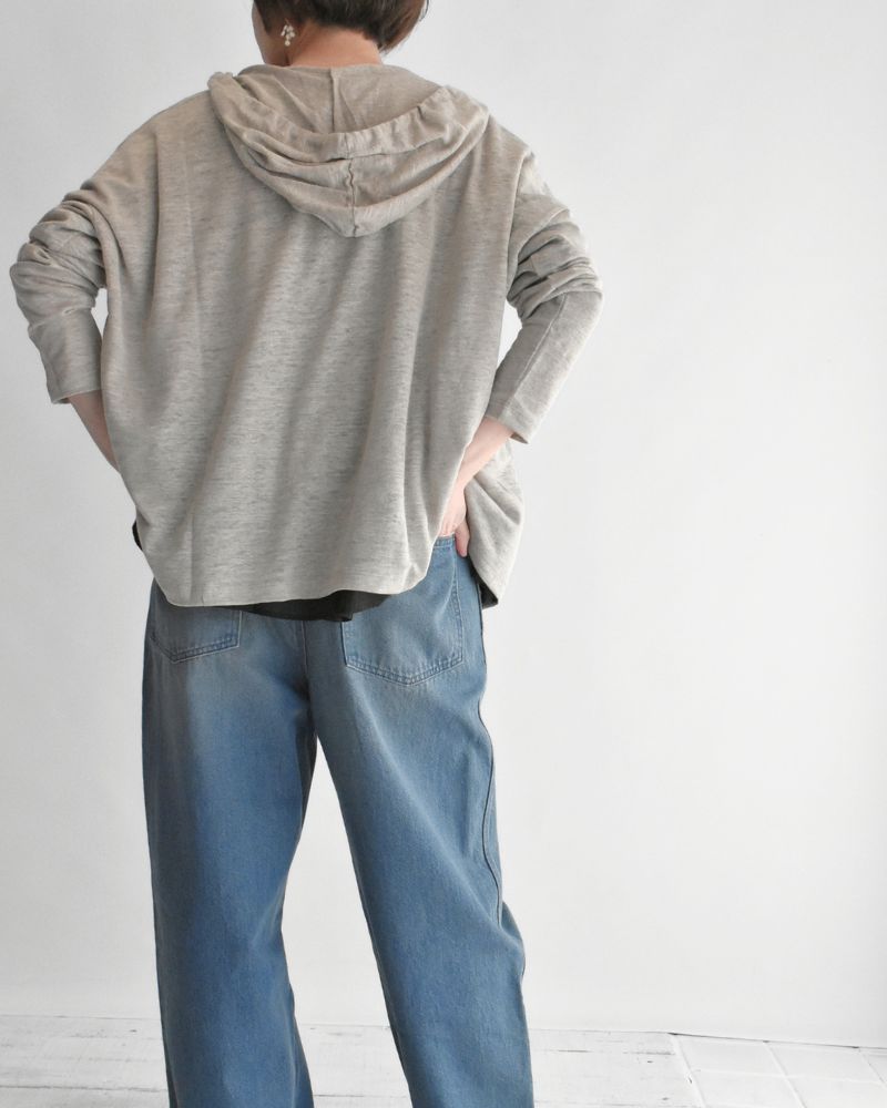 Linen Hooded Cardigan in Natural