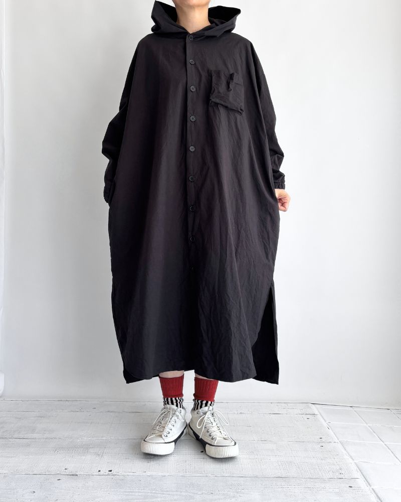 Hooded Coat Dress in Black