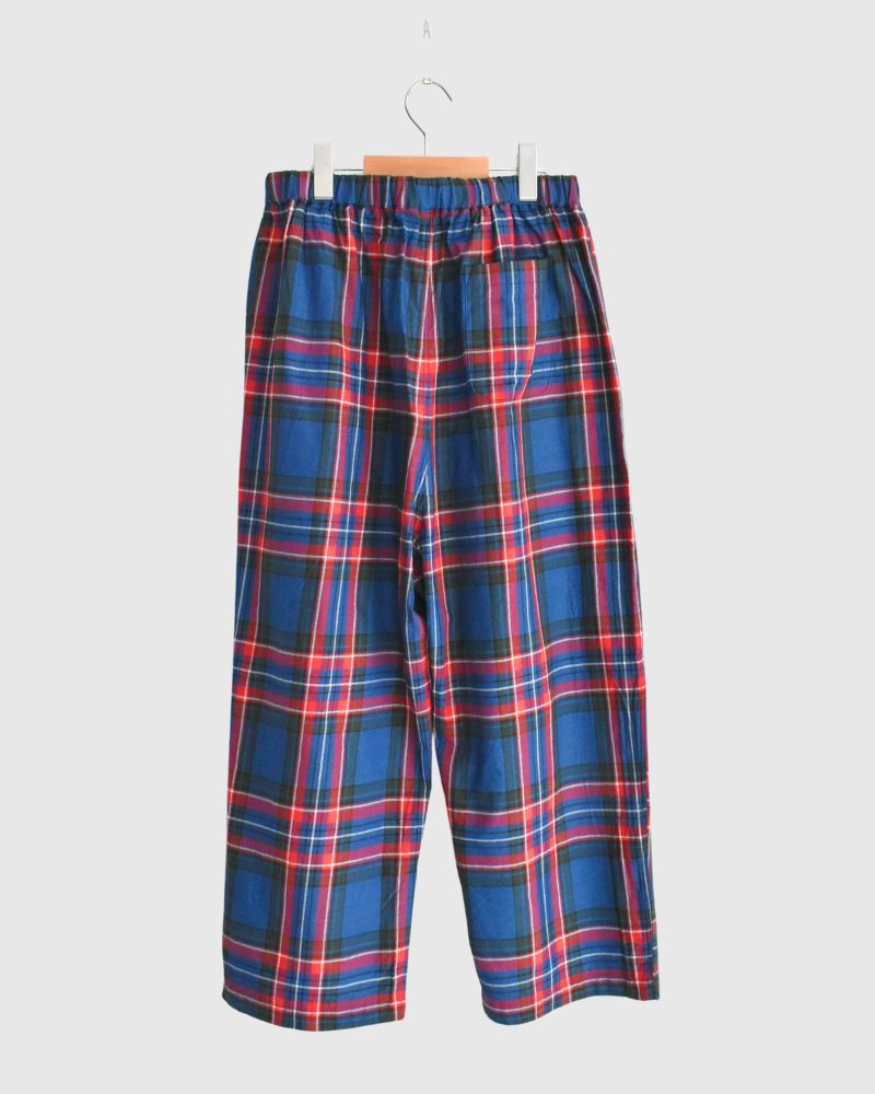 Indigo Tartan Ease Pants in Blue