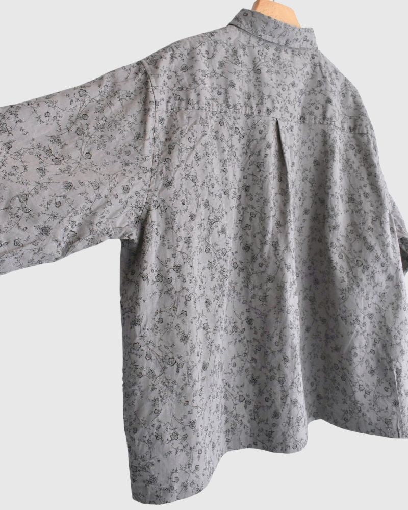 Linen cotton flower shirt in Gray