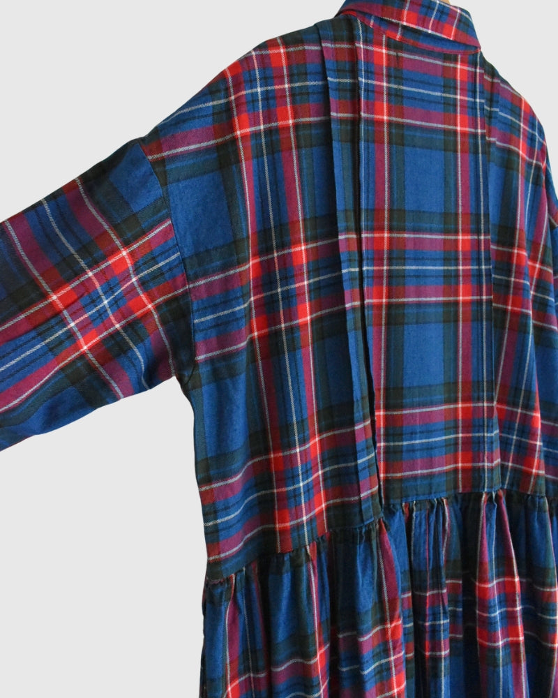 Indigo Tartan Foundation Shirt Dress in Indigo