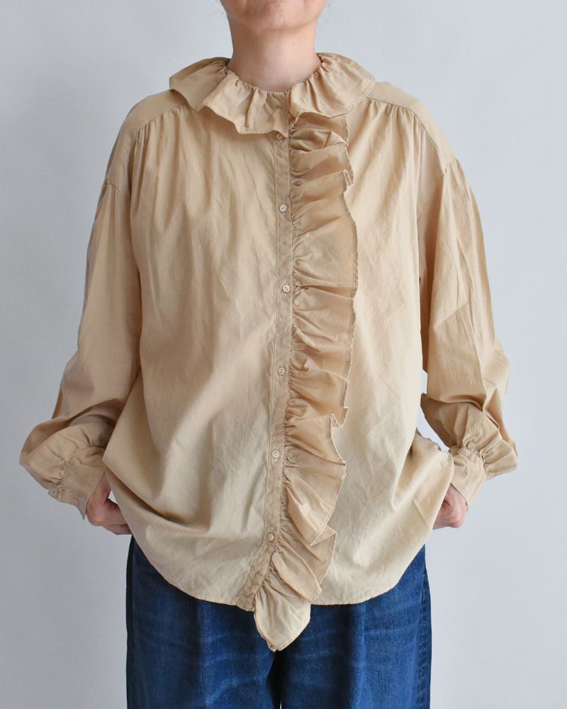 Ruffle Blouse in Beige