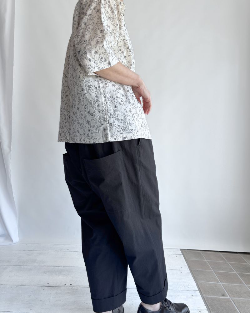Linen cotton flower shirt in Natural