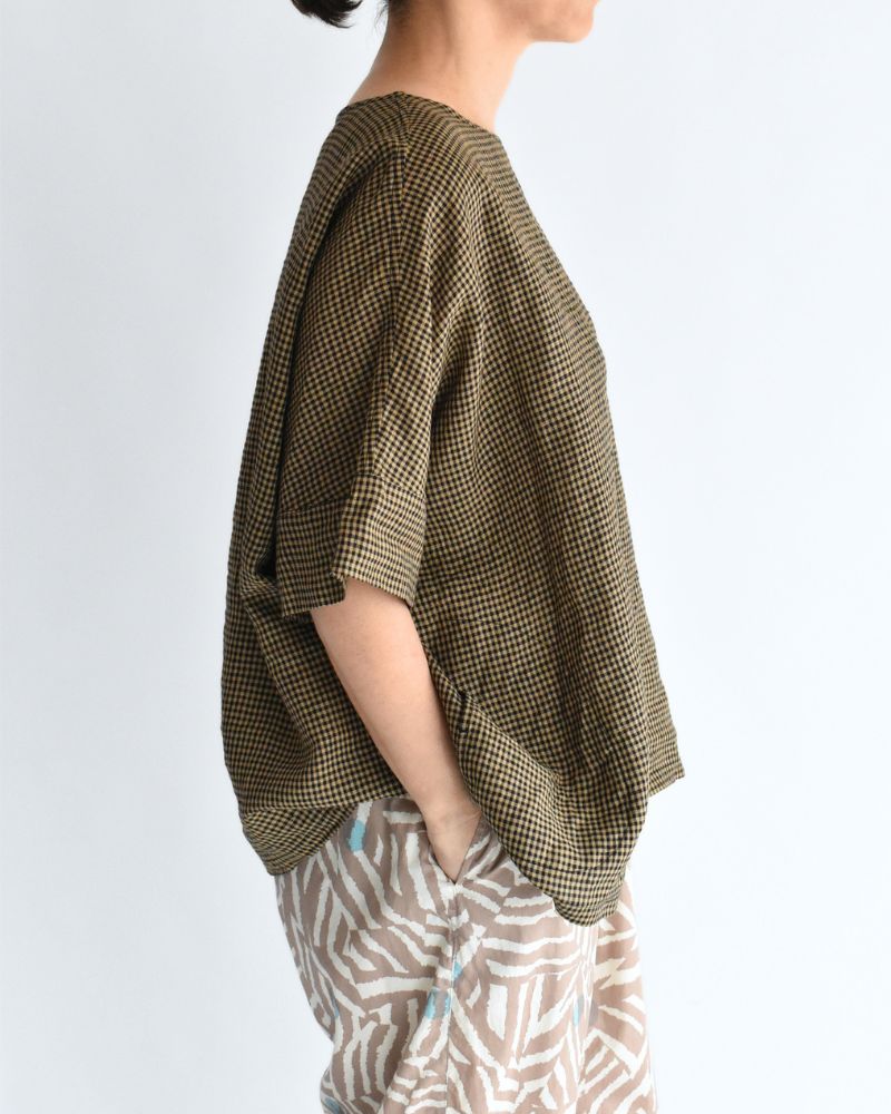Wide Cuffed T-Blouse in Camel/Black