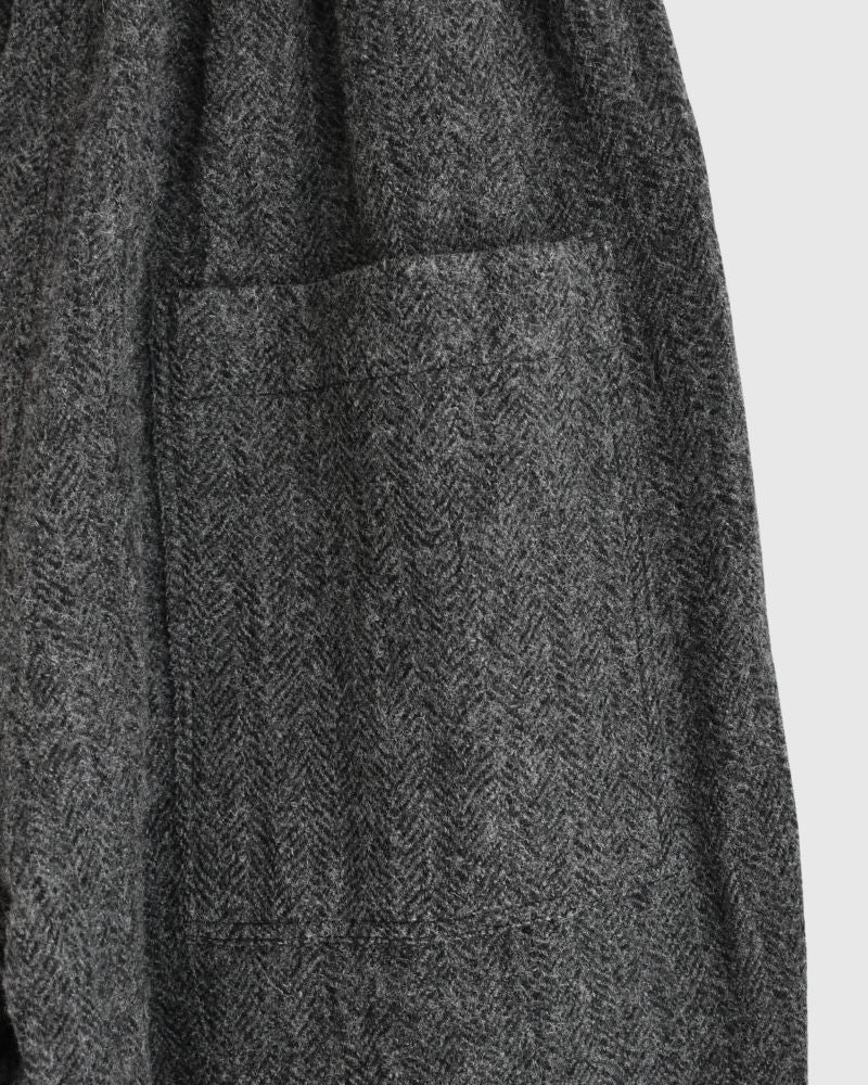 Wool Herringbone Pants in Black