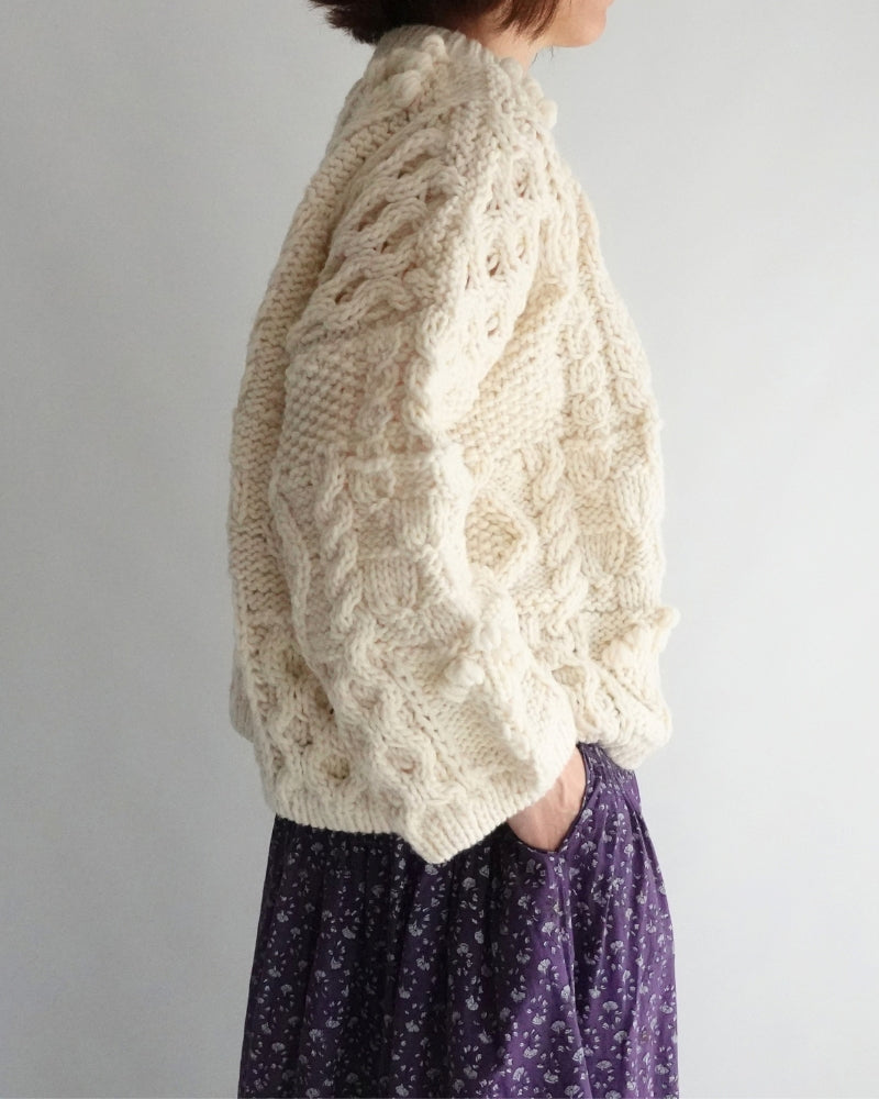 Peru Hand Knit Pullover in White