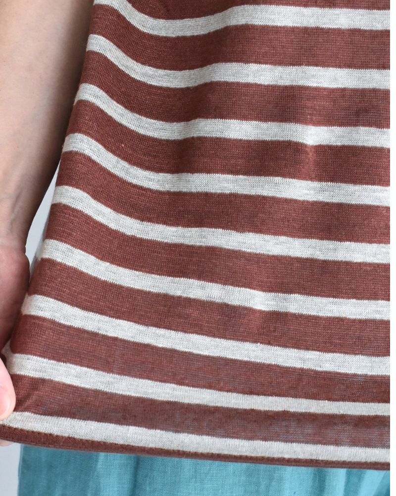 Border Tank Top in Brown/Natural