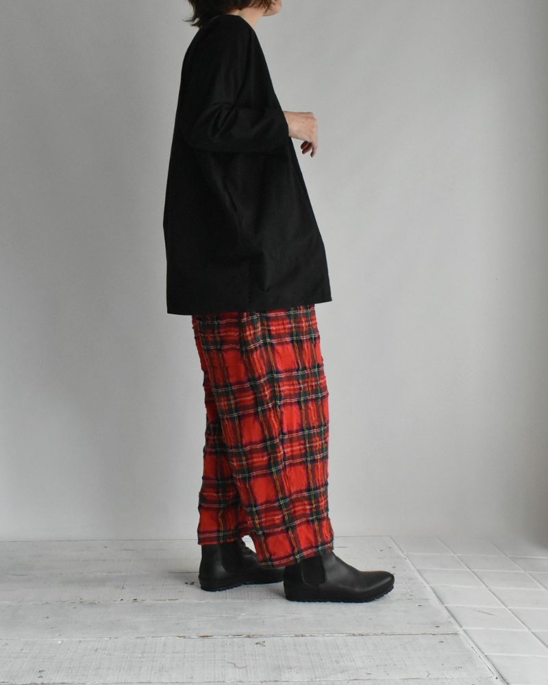Cotton Wool Tartan Check Pants in Red
