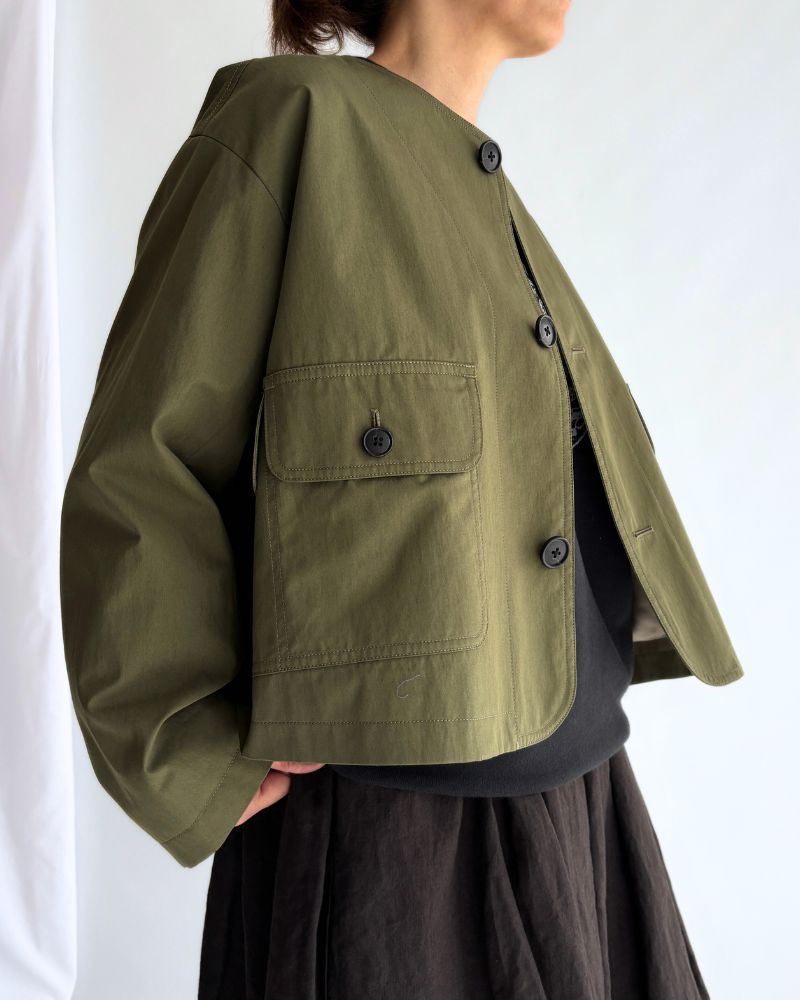 ROCKY-GABA Collarless Jacket in Khaki