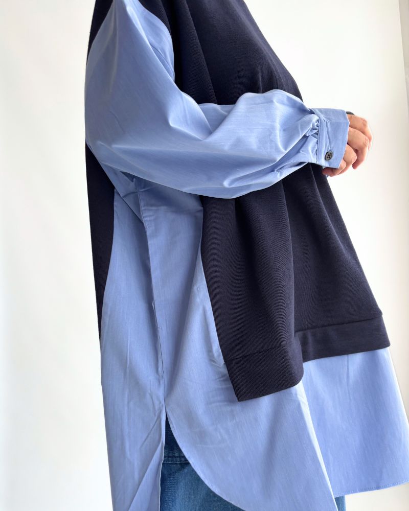 Knit combination top 'JOHA' in Navy