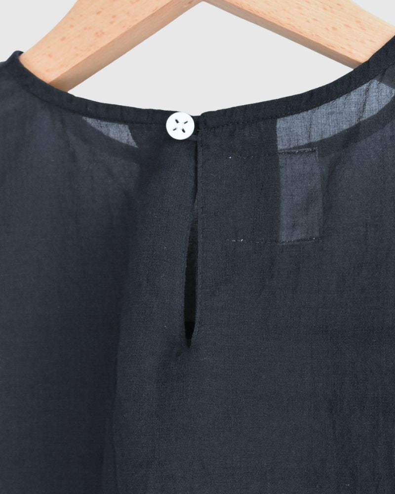 Boil Sleeveless Stack Blouse in Navy
