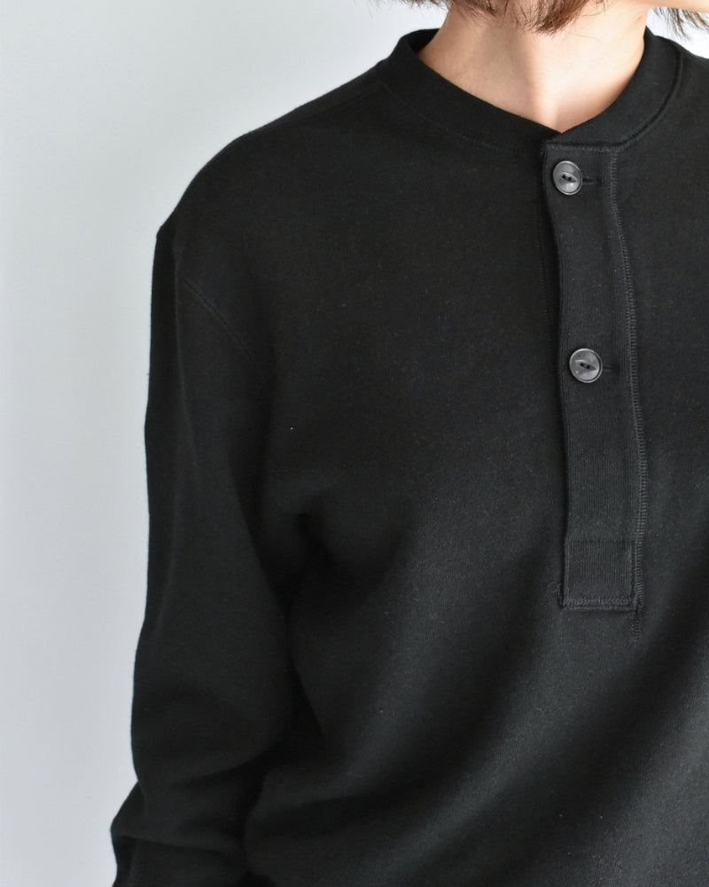 Recycle/Organic Henley Neck Sweatshirt in Black