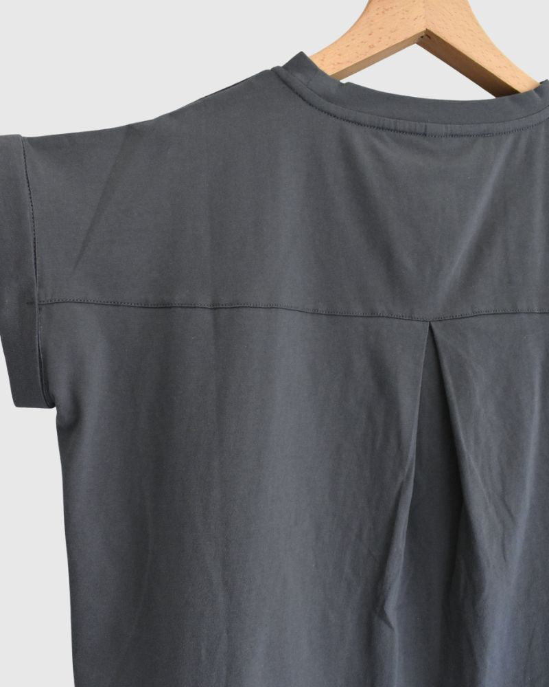 Tulle Embroidered Cotton Jersey Pullover 'NATTI' in Charcoal