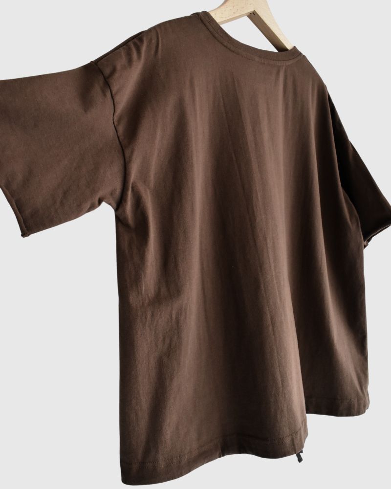 Cutoff Drawstring Tee in Brown