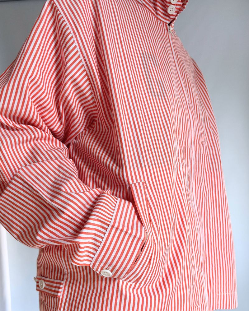 POPLIN STRIPE DRIZZLER JACKET in OrangeStripe