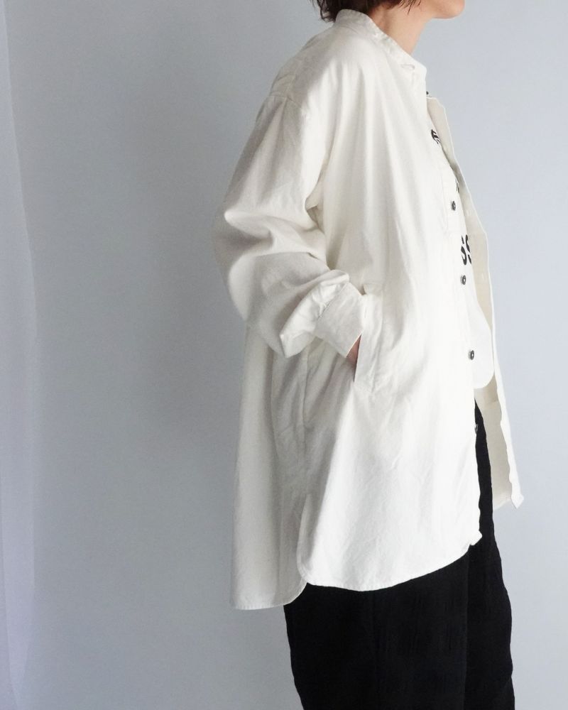 Stand Collar Shirt in White
