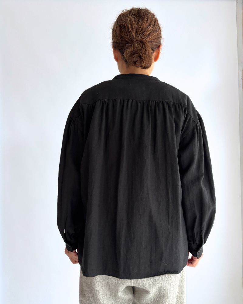 Camille Band Collar Shirt in Black