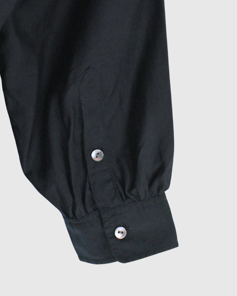 BANGALORE COTTON/SILK PLAIN PULLOVER SHIRT in Navy