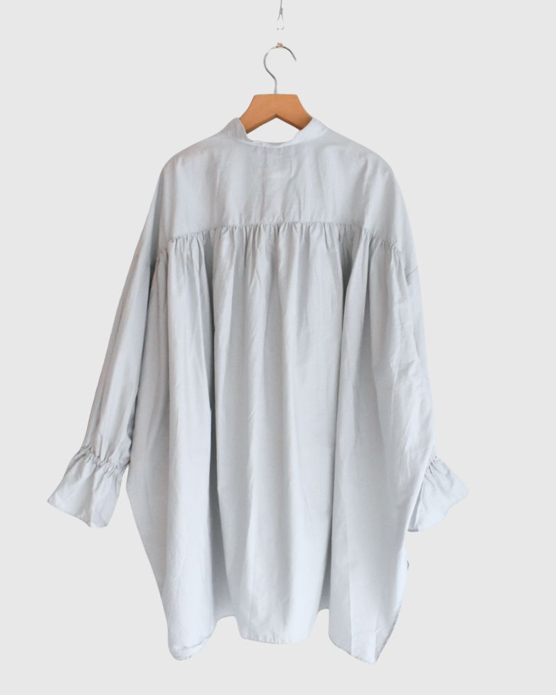 Cuff Ruffle Oversized Shirt in SilverGray
